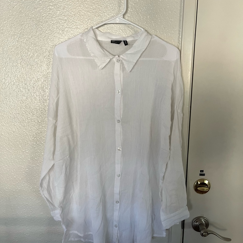 ASOS DESIGN crinkle beach shirt in white, never worn, white, size 8